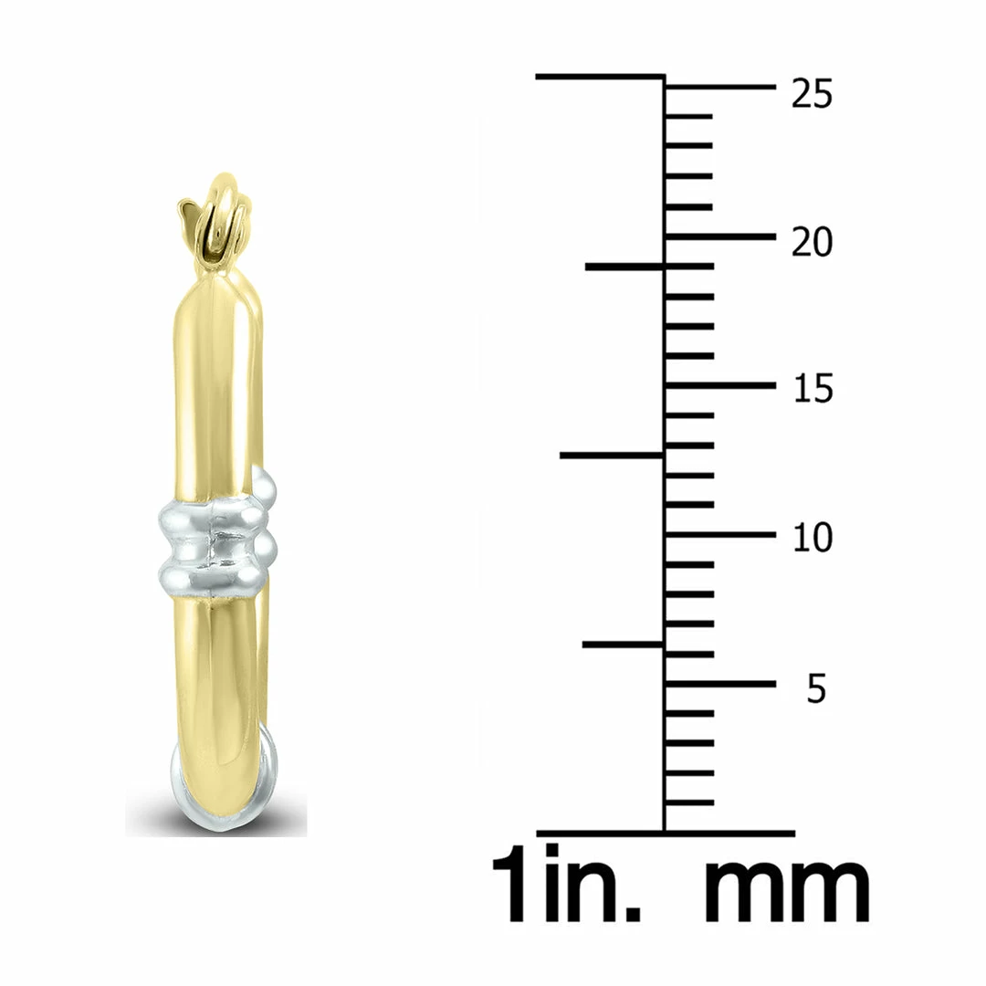 Best Sale π Monary 14K Yellow Gold Hoop Earrings with White Rhodium Shoulder Accents (22mm) for π© women π - Image 2