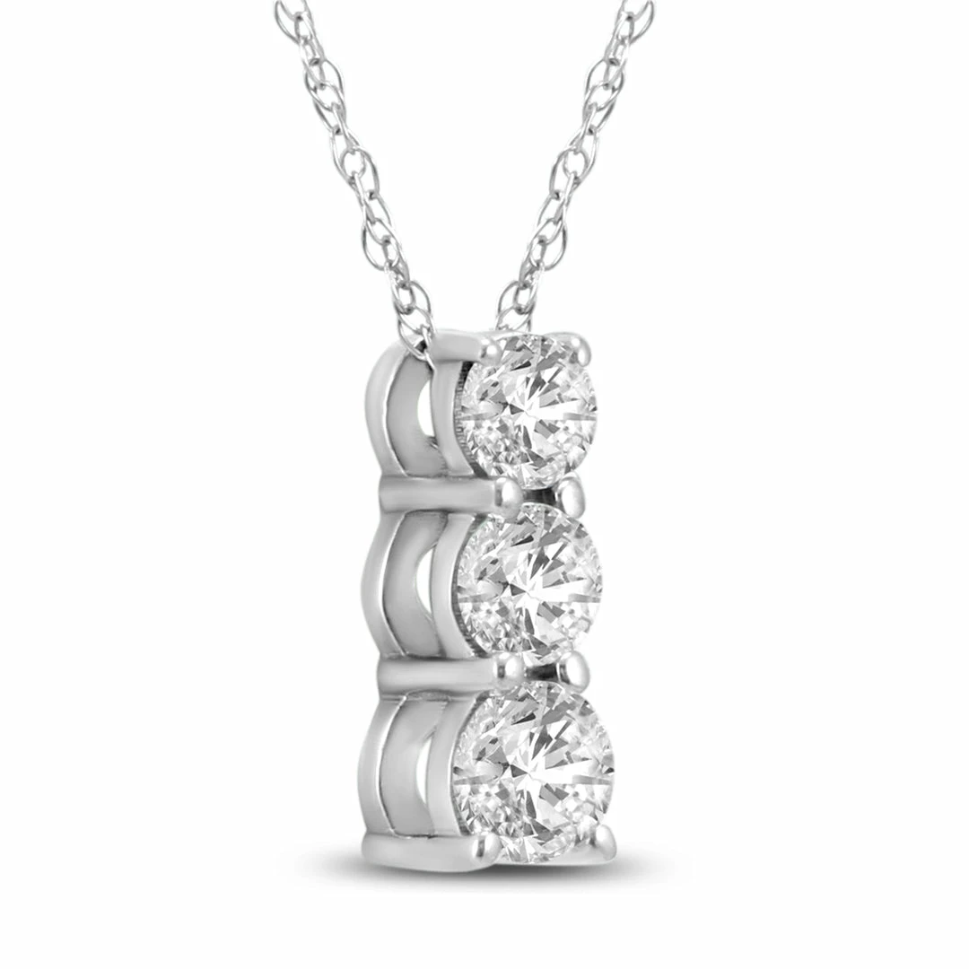 Deals π Monary 1/2 Carat TW Three Stone Diamond Pendant in 14K White Gold for π© women β - Image 2