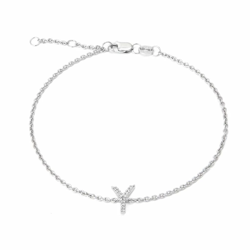 Coupon π₯° Monary Silver Diamond "Y" Initial Bracelet 7+1" for π© women π