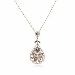 Flash Sale 😀 Monary Diamond Necklace - Set in 14K Rose Gold for 👩 women ✨