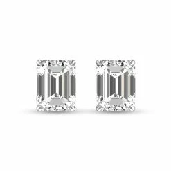 Hot Sale 🧨 Monary Lab Grown 3/4 CTW Emerald Cut Solitaire Diamond Earrings in 14K White Gold for 👩 women 😉