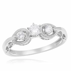 Buy ✔️ Monary Three Stone White Diamond Engagement Ring for 👩 women 👍