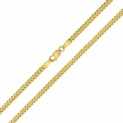 Best Sale 🤩 Monary 14K Yellow Gold 3mm Diamond Cut Gourmette Chain with Lobster Clasp - 18 Inch for 👩 women ⭐