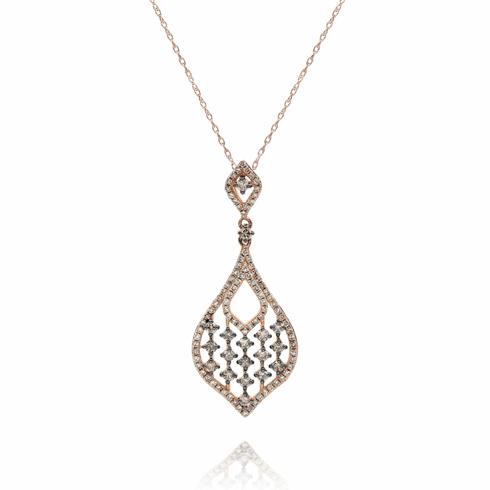 Outlet π Monary Brown & White Diamond Pendant Necklace Set in 14K Rose Gold for π© women π₯°