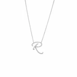 Best deal 🥰 Monary Diamond Script Intial Necklace (Wg/ 16+2") for 👩 women 🎁