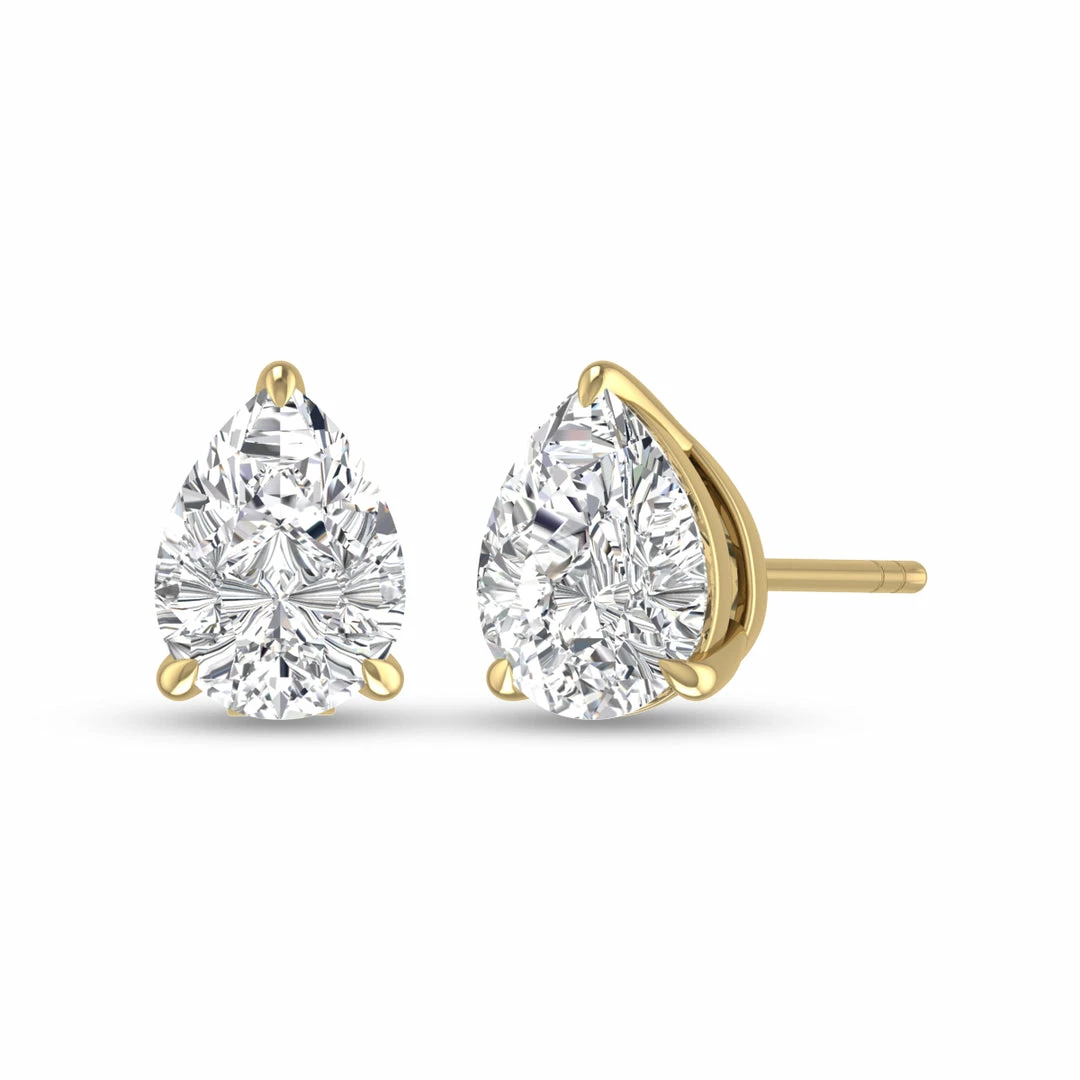 Buy π Monary Lab Grown 1/4 CTW Pear Shaped Solitaire Diamond Earrings in 14K Yellow Gold for π© women π - Image 3