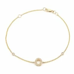 Brand new 😍 Monary Diamond Initial Fashion Bracelet "O" (14k) (6+1") for 👩 women ✔️
