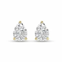 Outlet 🥰 Monary Lab Grown 1/2 CTW Pear Shaped Solitaire Diamond Earrings in 14K Yellow Gold for 👩 women 🛒