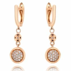Budget 🔔 Monary White Diamond Fashion Earrings Set in 18K Rose Gold for 👩 women 😉