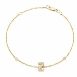 Coupon 🥰 Monary Diamond Initial Fashion Bracelet "Z" (14k) (6+1") for 👩 women ✨