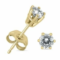 Wholesale 🎁 Monary 1/4 Carat TW 6 Prong Round Diamond Solitaire Stud Earrings In 14k Yellow Gold for 👩 women ✔️