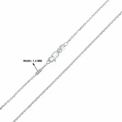 Best Sale βοΈ Monary 14K White Gold 1.4mm Diamond Cut Cable Chain with Lobster Clasp - 18 Inch for π© women π