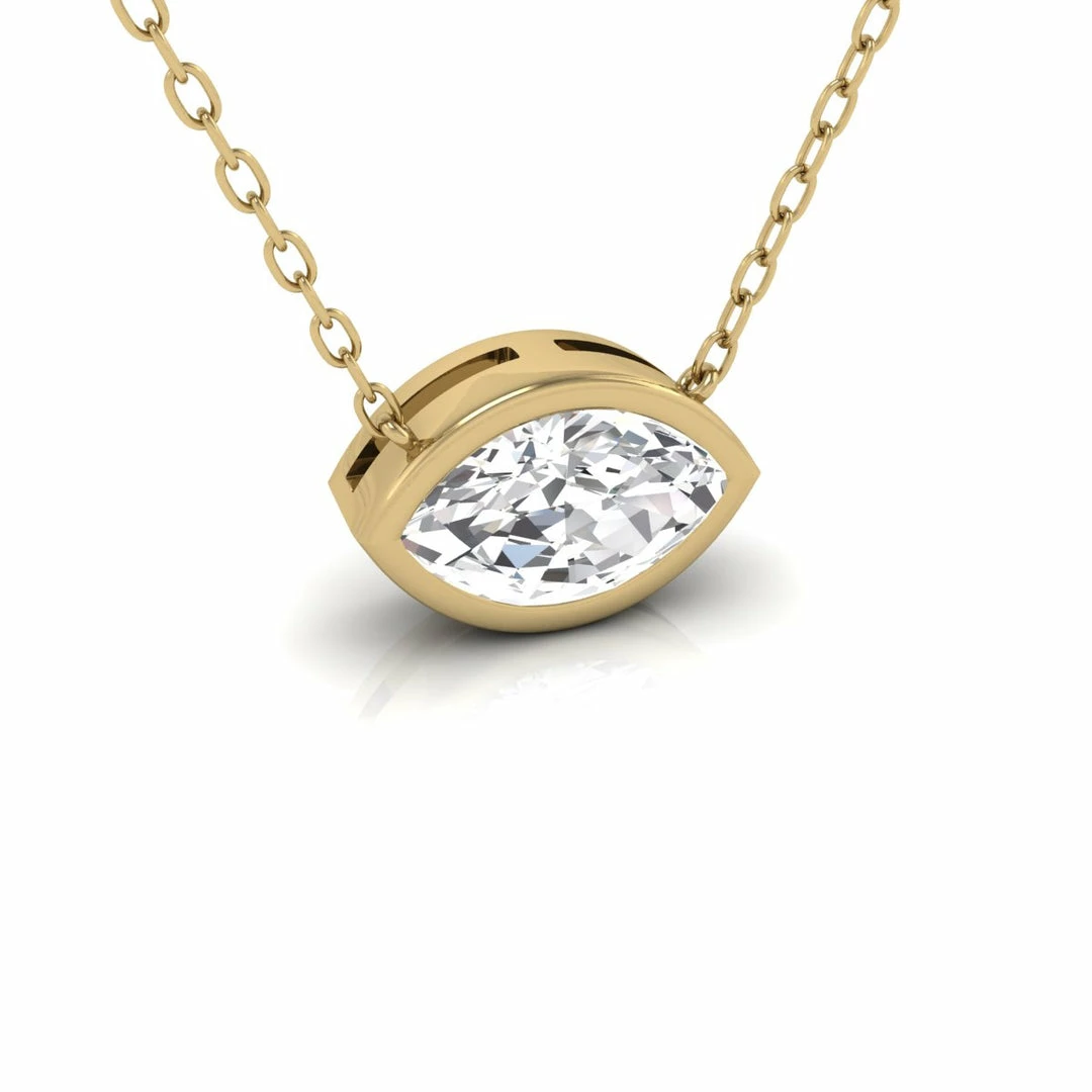 Best reviews of π Monary Lab Grown 1/2 CTW Marquise Shaped Bezel Set Diamond Solitaire Pendant in 14K Yellow Gold for π© women π - Image 4