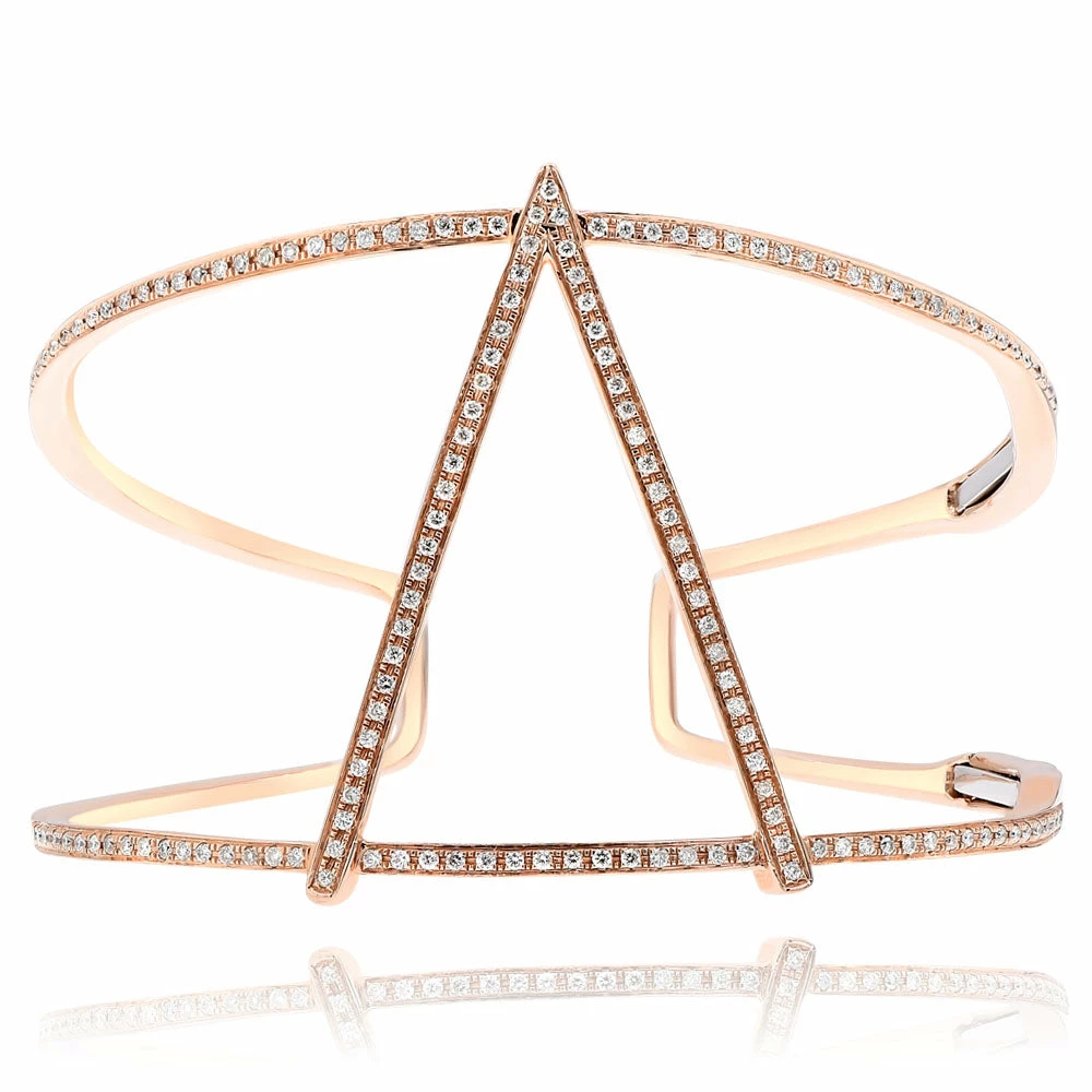 Best Sale β Monary White Diamond Geometric Bangle - Set in 14K Rose Gold for π© women β€οΈ