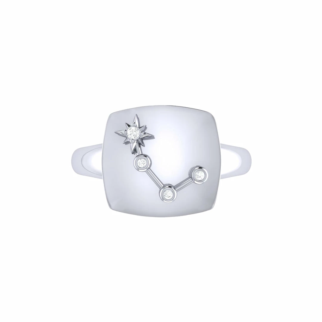 Flash Sale β Monary Aries Ram Diamond Constellation Signet Ring in Sterling Silver for π© women π - Image 3