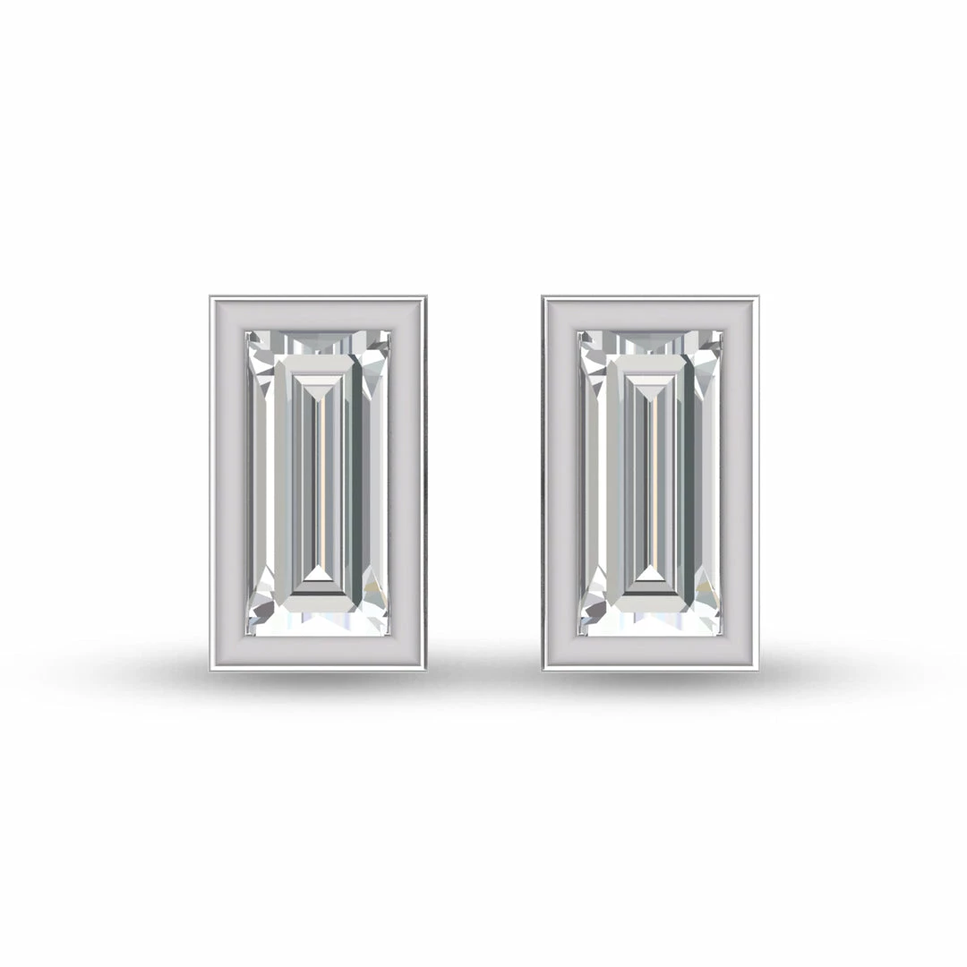 Best deal π Monary Lab Grown 1/2 CTW Baguette Bezel Set Diamond Solitaire Earrings in 14K White Gold for π© women π€©