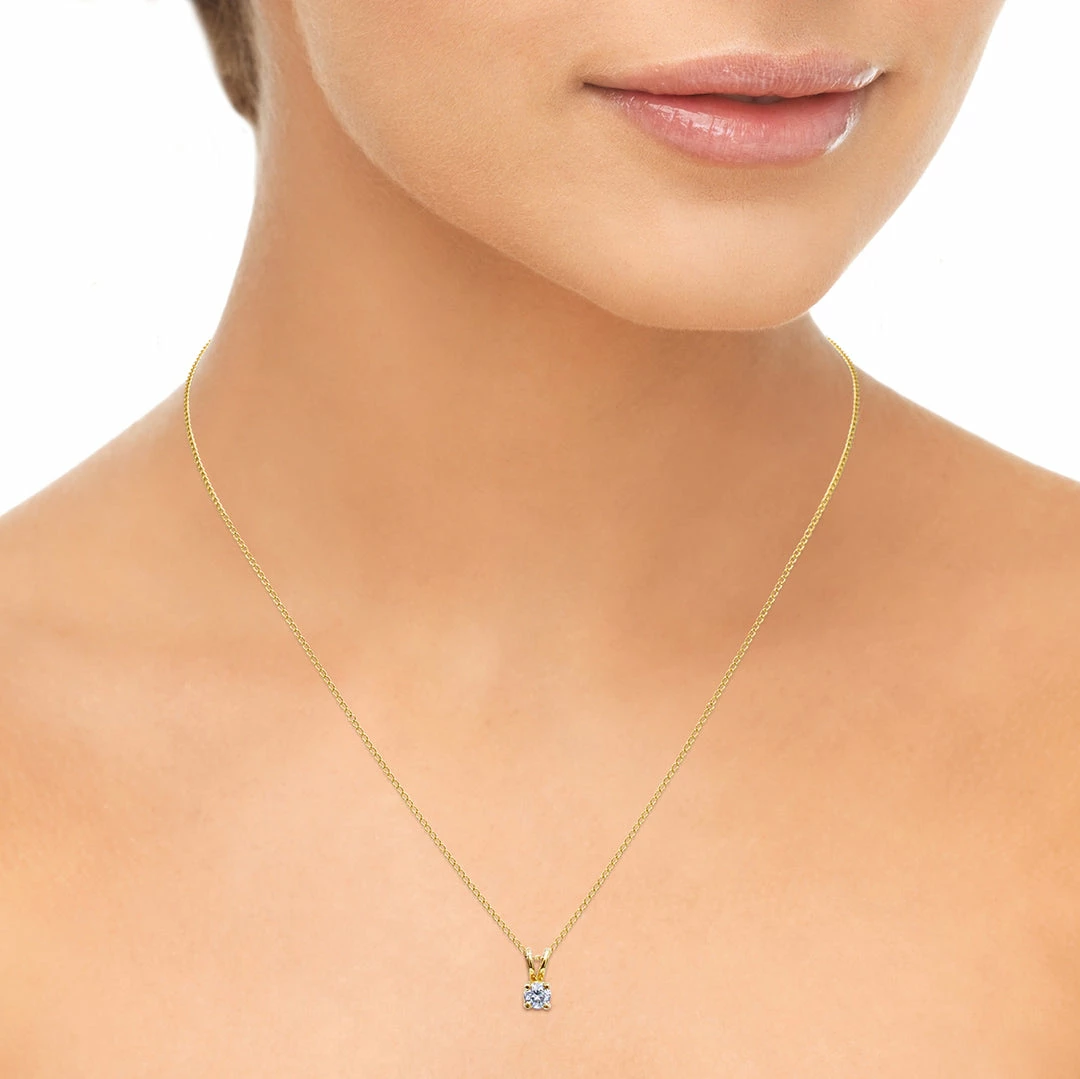New β€οΈ Monary 1/7 Carat Round Diamond Solitaire Pendant in 14K Yellow Gold for π© women β€οΈ - Image 3