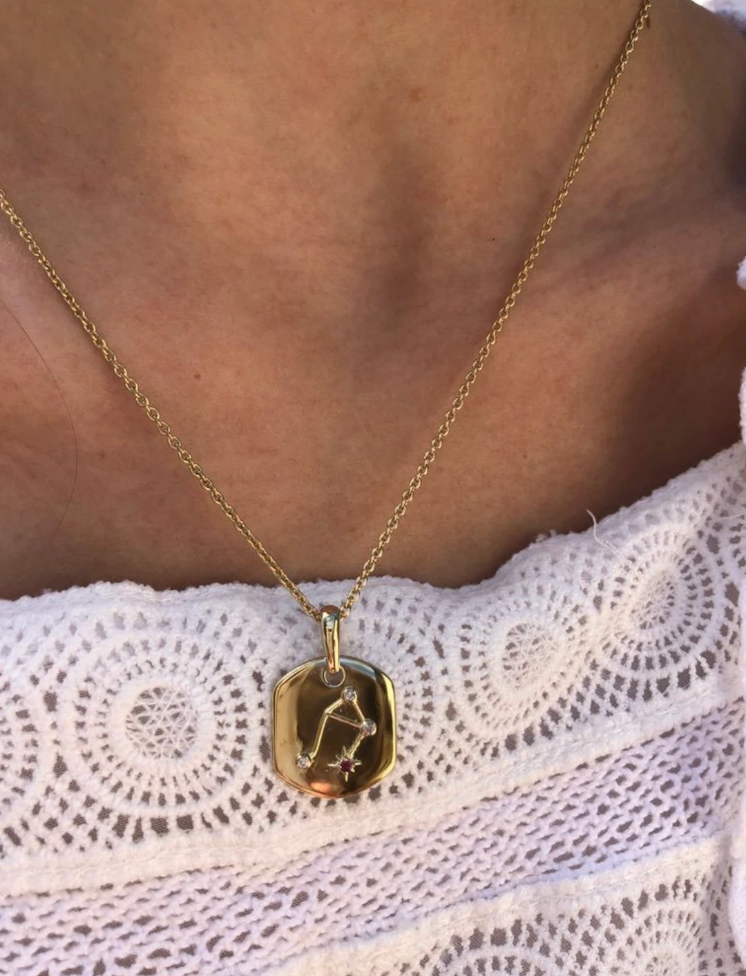 Discount π Monary Libra Scales Pink Tourmaline & Diamond Constellation Tag Pendant Necklace in 14K Yellow Gold Vermeil on Sterling Silver for π© women π - Image 2