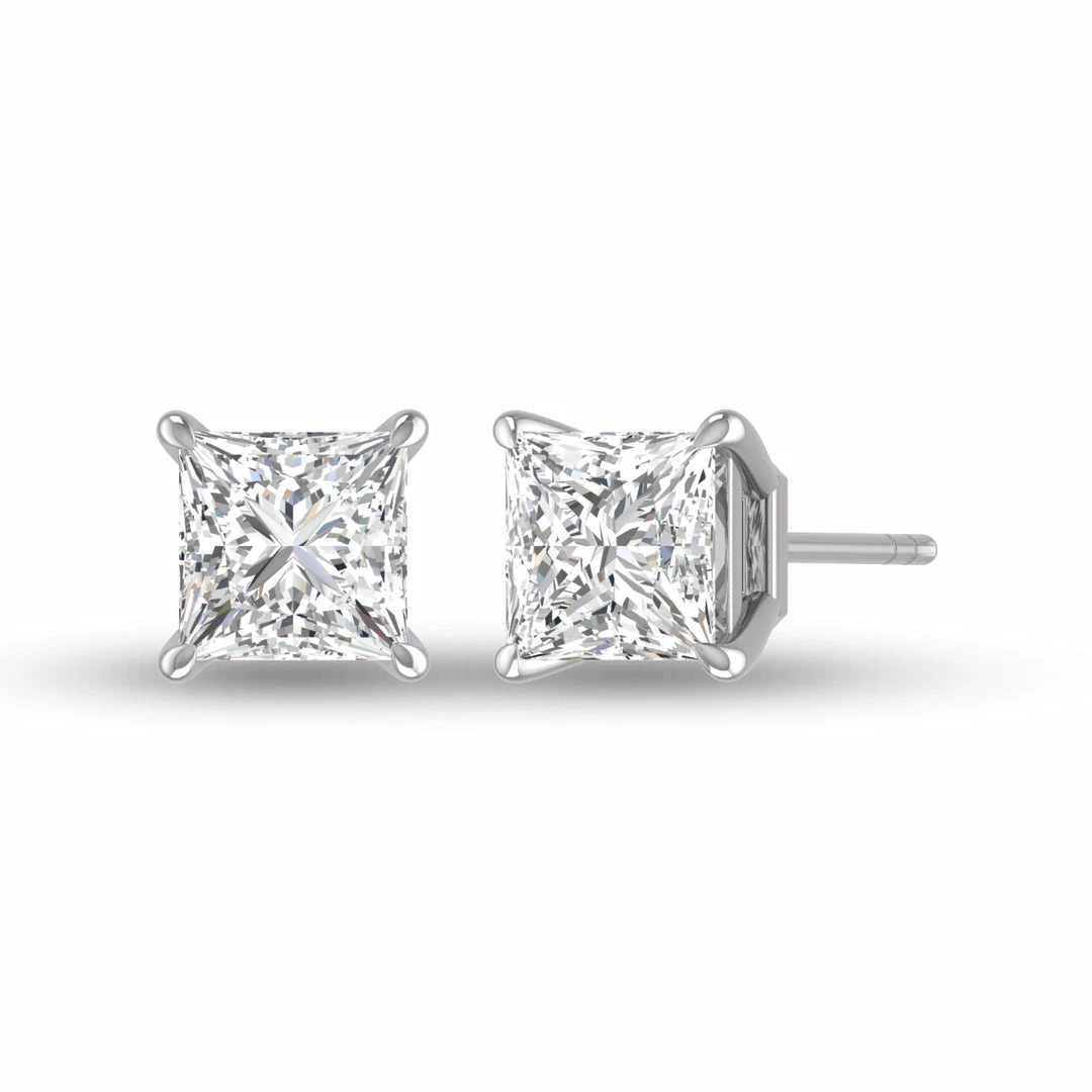 Hot Sale π― Monary Lab Grown 1/2 CTW Princess Cut Solitaire Diamond Earrings in 14K White Gold for π© women 𧨠- Image 3