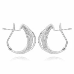 Coupon 🛒 Monary White Diamond Huggies Earrings Set in 14K White Gold for 👩 women ❤️