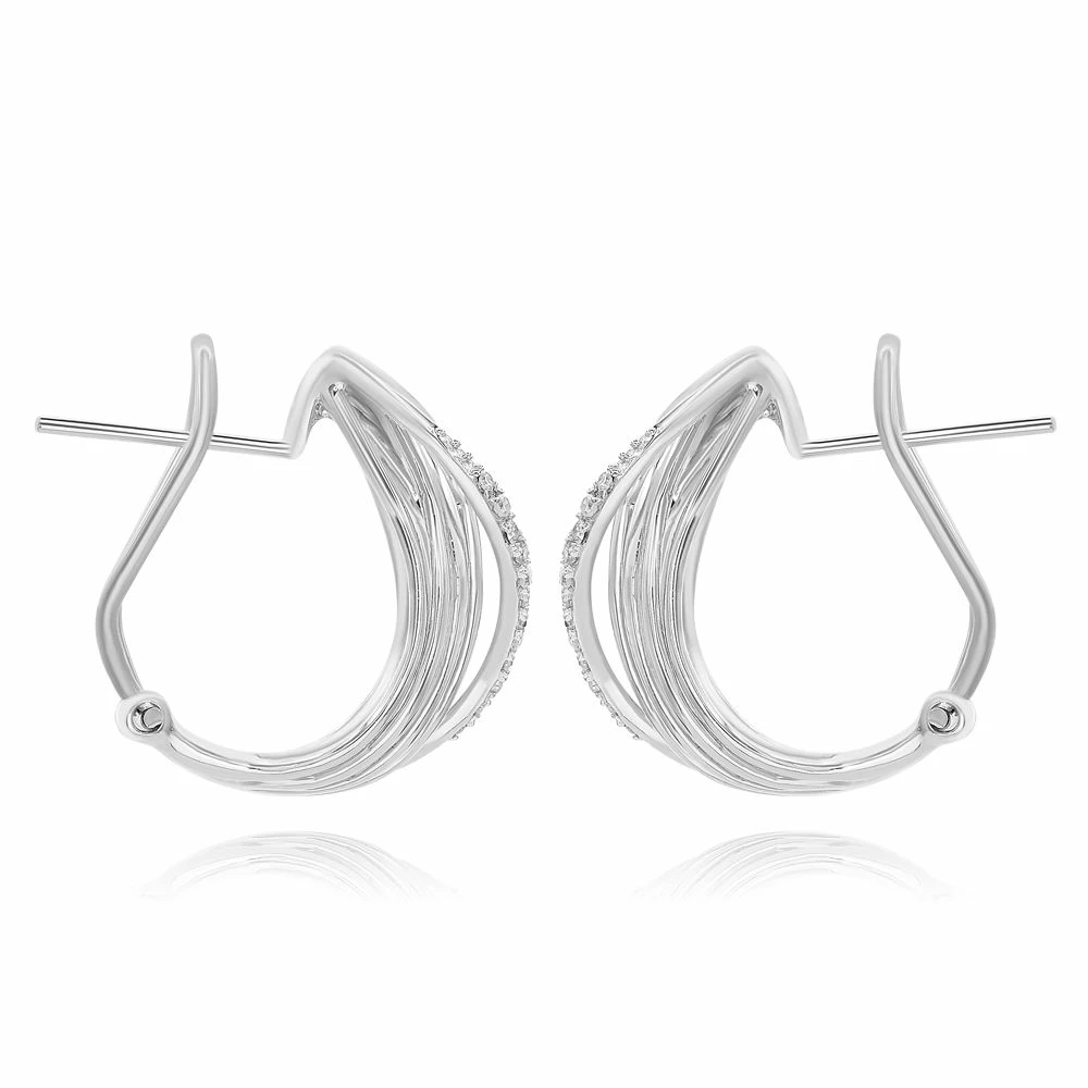 Coupon π Monary White Diamond Huggies Earrings Set in 14K White Gold for π© women β€οΈ