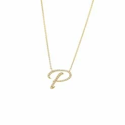 Deals 👍 Monary Diamond Script Initial Necklace (Yg/ 16+2") for 👩 women 🤩