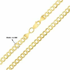 Discount 🧨 Monary 10K Yellow Gold 4.4mm Light Curb Chain with Lobster Clasp - 18 Inch for 👩 women 🔥