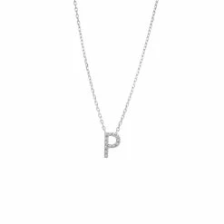 New ❤️ Monary Silver Diamond Initial "P" Necklace for 👩 women 🎉