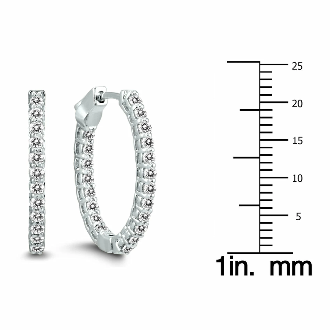 Cheapest π Monary 1 Carat TW Oval Diamond Hoop Earrings with Push Button Locks in 14K White Gold for π© women β - Image 2