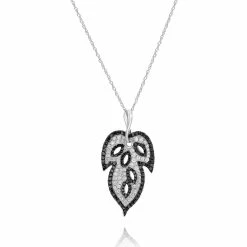 Best Sale 🥰 Monary Black & White Diamond Pendant Necklace Set in 18K White Gold for 👩 women ✨