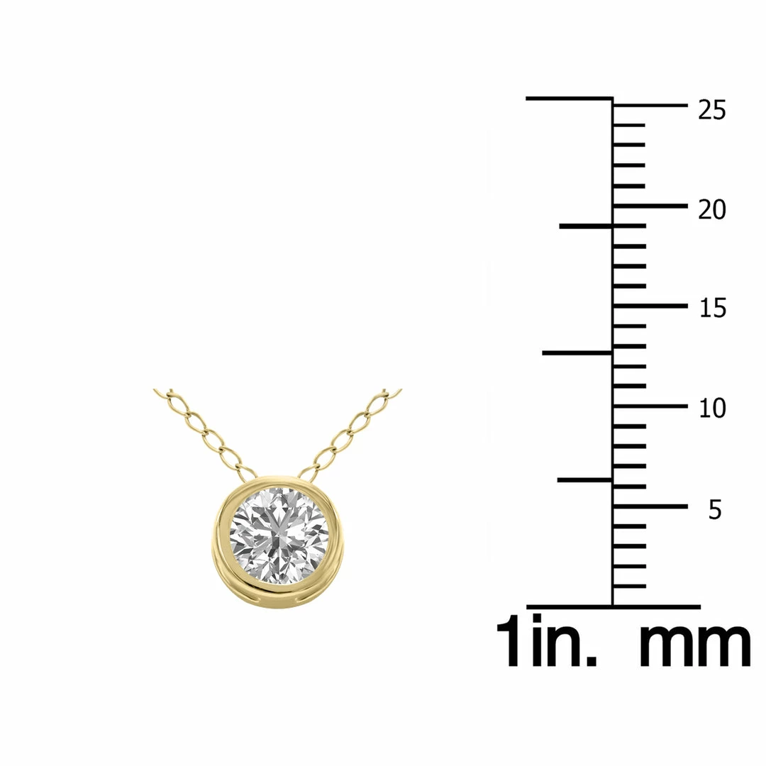 Wholesale β Monary Lab Grown 1/2 Carat Round Solitaire Diamond Bezel Set Pendant in 14K Yellow Gold (F-G Color, VVS1-VVS2 Clarity) for π© women π - Image 3