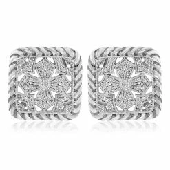 Promo ✨ Monary White Diamond Earrings Set in 14K White Gold for 👩 women 💯