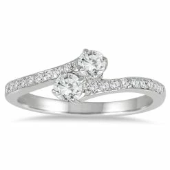 Coupon 🔔 Monary 1/2 Carat TW Two Stone Diamond Ring in 14K White Gold for 👩 women 🔔