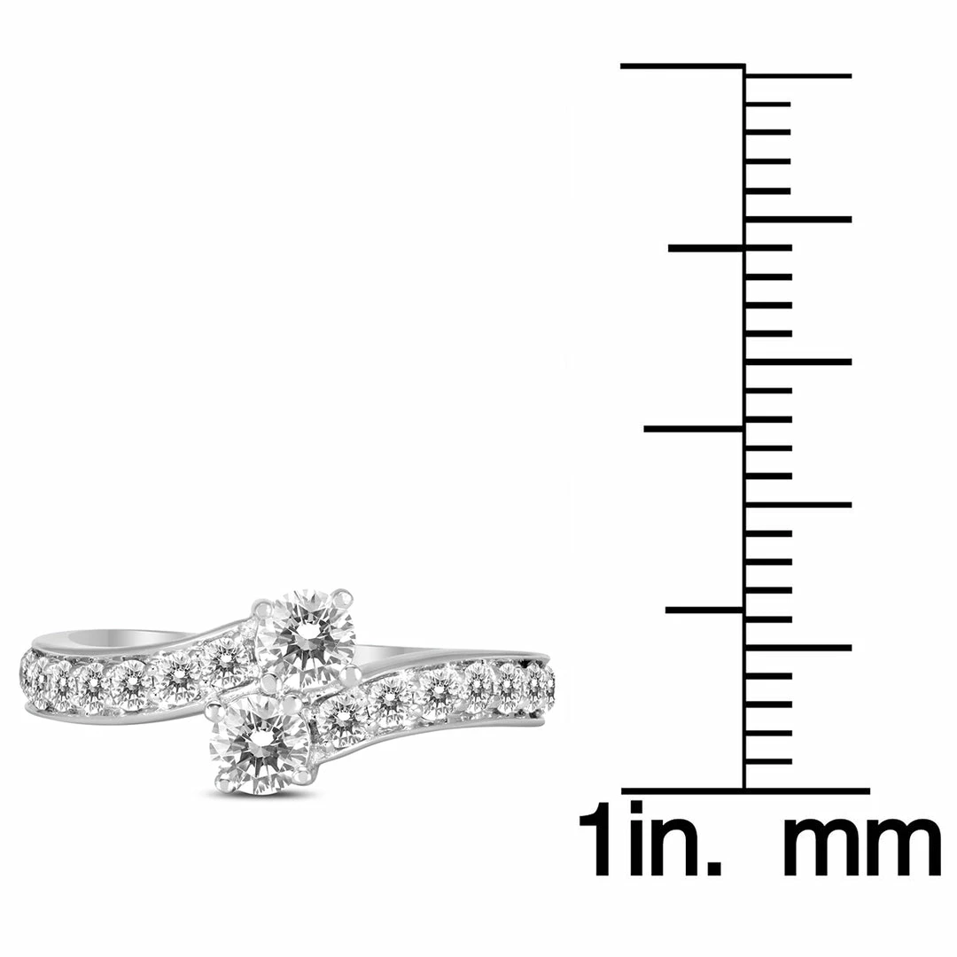 Promo π Monary 1 Carat Forever Us Diamond Two Stone Engagement Ring 10K White Gold for π© women β - Image 3