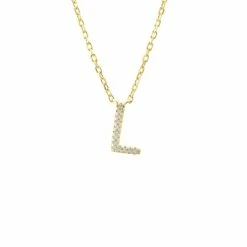 Wholesale 😀 Monary Silver Diamond Initial "L" Necklace W/18k Yg Plate for 👩 women 😀