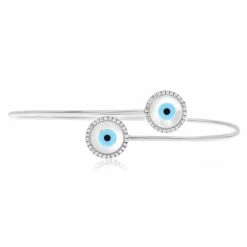 Discount 😍 Monary Diamond Evil Eye Bracelet - Prong Set in 14K White Gold for 👩 women ❤️