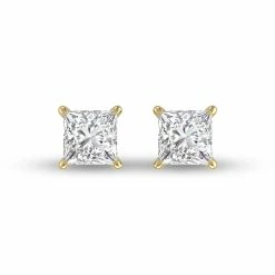 Best reviews of 🌟 Monary Lab Grown 1/2 CTW Princess Cut Solitaire Diamond Earrings in 14K Yellow Gold for 👩 women 👏