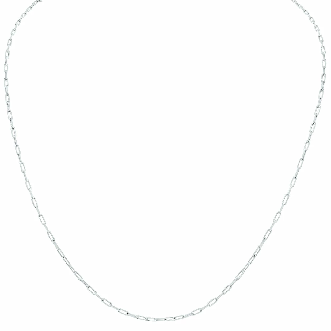 Wholesale βοΈ Monary Silver Rhodium 1.8MM Dainty Diamond Cut Paperclip Necklace With Lobster Clasp - 22 Inch for π© women β¨