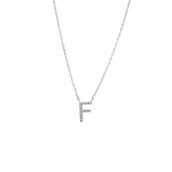 Promo 😉 Monary Silver Diamond Initial "F" Necklace for 👩 women 💯