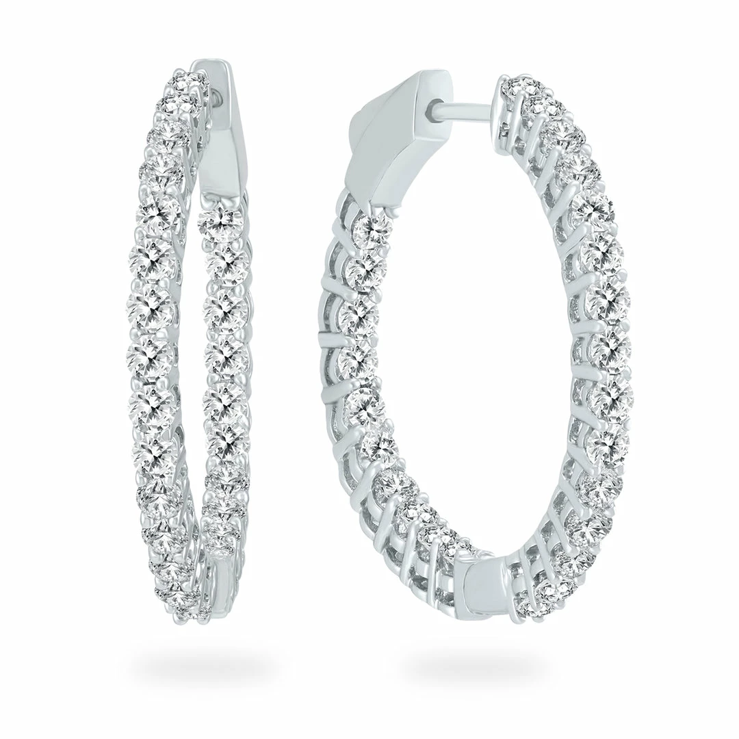 Cheapest π₯° Monary 2 Carat TW Round Diamond Hoop Earrings with Push Down Button Lock in 14K White Gold for π© women β