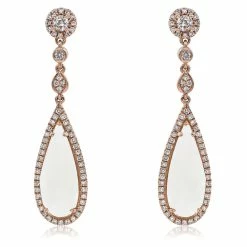 Flash Sale ⌛ Monary Lemon Quartz & Diamond Dangle Earrings Set in 18K Rose Gold for 👩 women ❤️