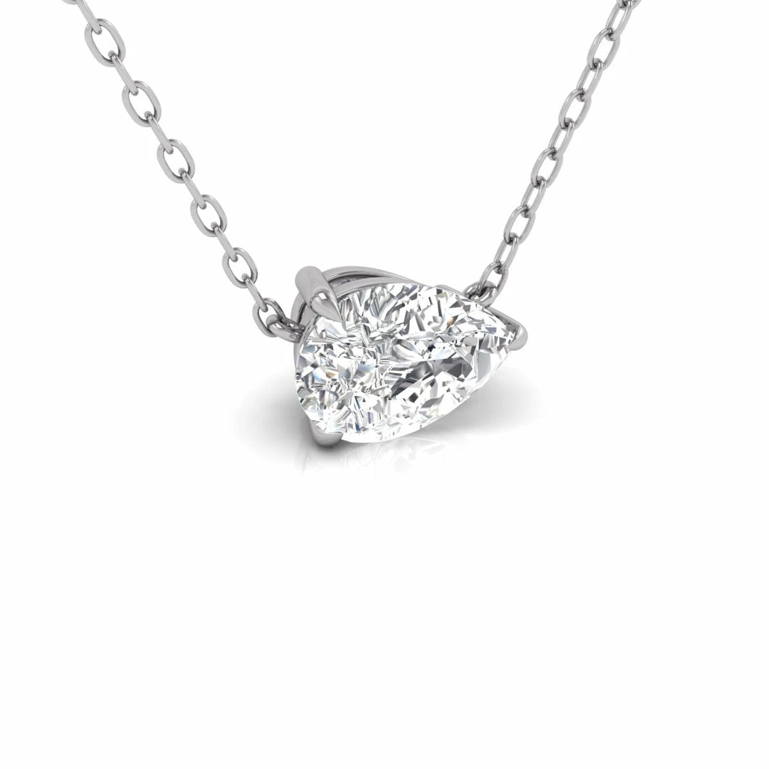 Budget π― Monary Lab Grown 1/4 CTW Floating Pear Shaped Diamond Solitaire Pendant in 14K White Gold for π© women β€οΈ - Image 4