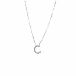 Brand new 🥰 Monary Silver Diamond Initial "C" Necklace for 👩 women 🎁