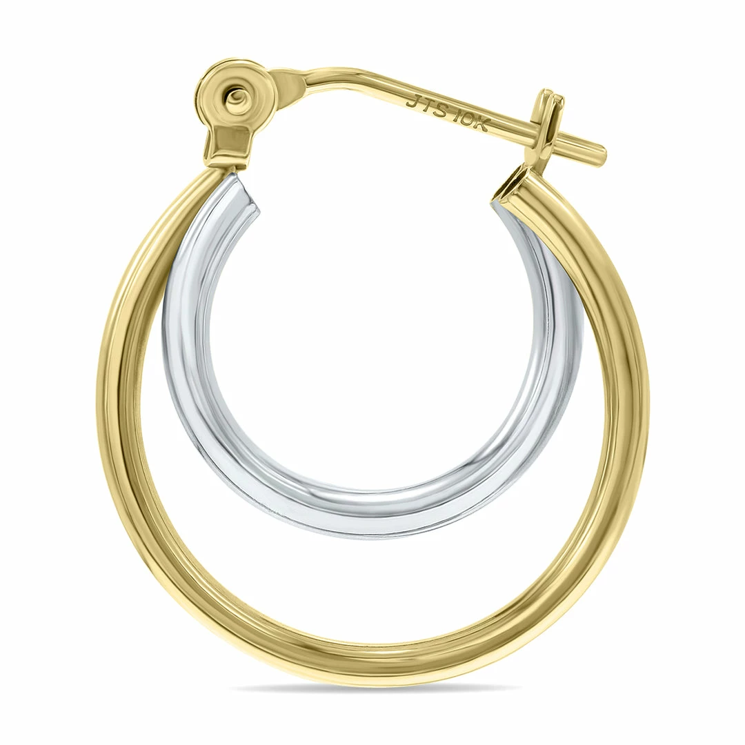 Best deal π₯ Monary 10K Two-Toned Double Round Hoop Huggie Earrings for π© women 𧨠- Image 2