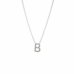 Cheapest ⌛ Monary Silver Diamond Initial "B" Necklace for 👩 women 🎁