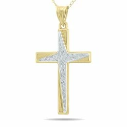 Best Sale β Monary 10K Yellow Gold Cross Pendant With Rhodium Polish Accents for π© women π