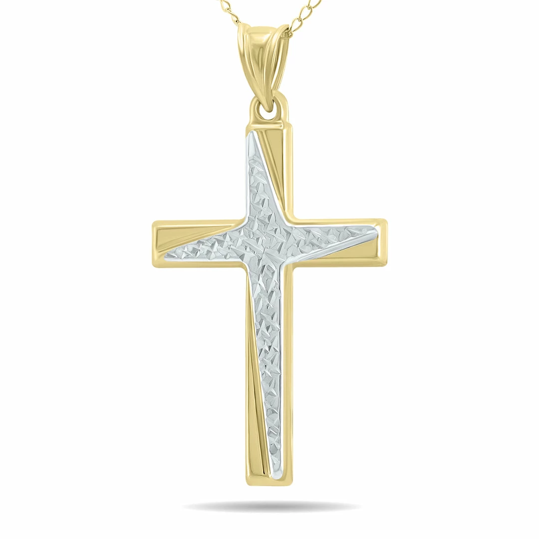 Best Sale β Monary 10K Yellow Gold Cross Pendant With Rhodium Polish Accents for π© women π