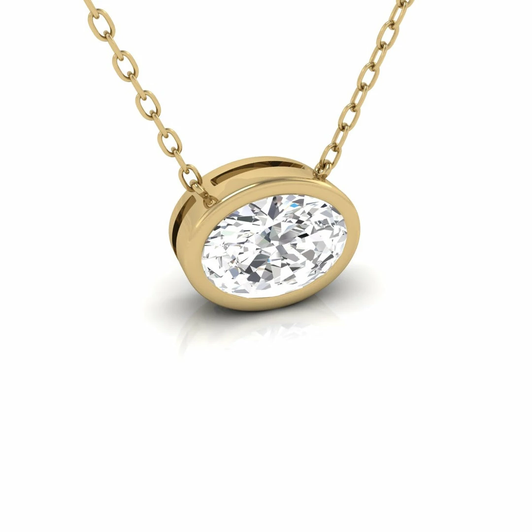 Best deal π Monary Lab Grown 1/4 CTW Oval Bezel Set Diamond Solitaire Pendant in 14K Yellow Gold for π© women β - Image 4