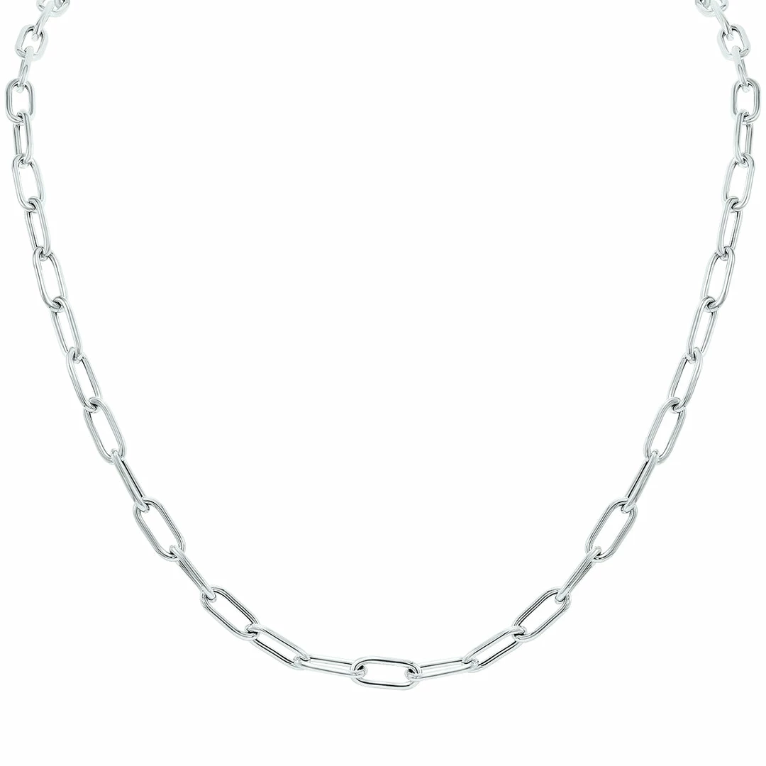 Hot Sale π₯° Monary Silver Rhodium 6.5MM Chunky Paperclip Necklace With Lobster Claps - 38 Inch for π© women π