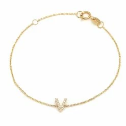 Cheap 🧨 Monary Diamond Intiial"V" Bracelet (Yg/7"+1") for 👩 women 💯